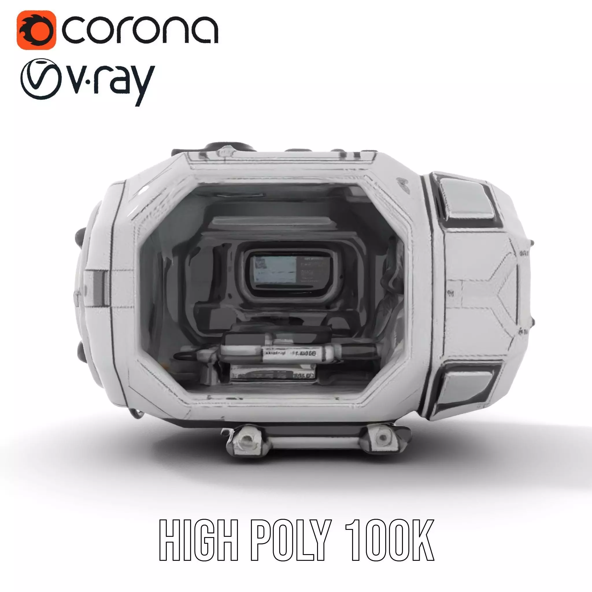 Futuristic Space Pod Interior Model Pack Low-poly 3D model_13