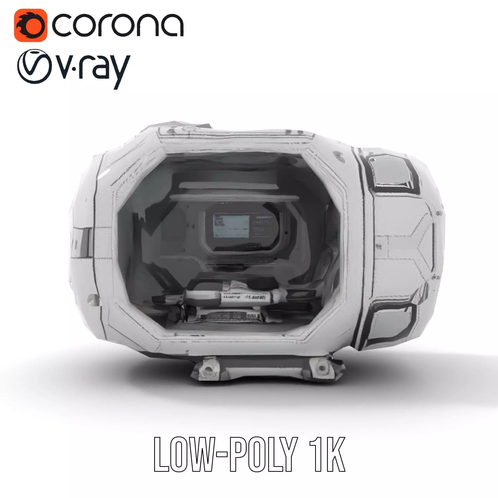 Futuristic Space Pod Interior Model Pack Low-poly 3D model_17