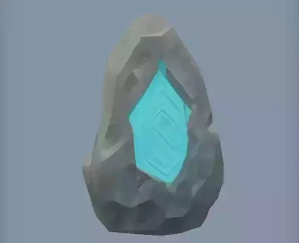 Stone with glowing blue symbol