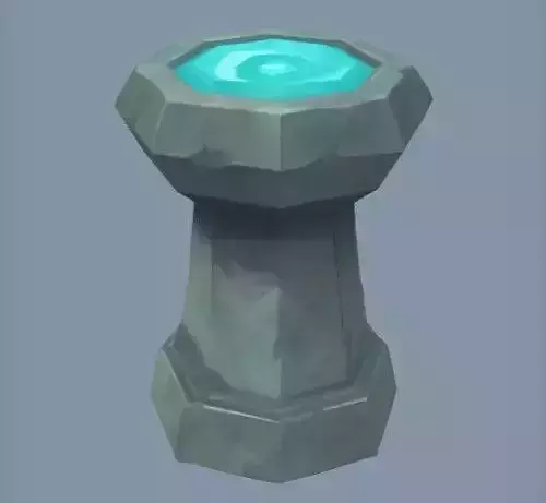 Stone pedestal with blue spiral
