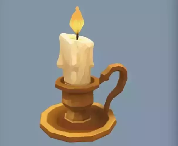 lit candle on holder