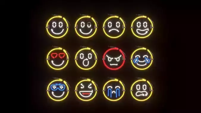 Neon Emojis 3D model