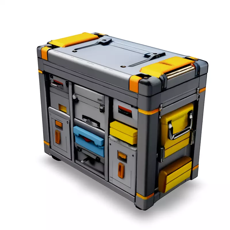 SciFi Rolling Storage Container Low-poly 3D model_1