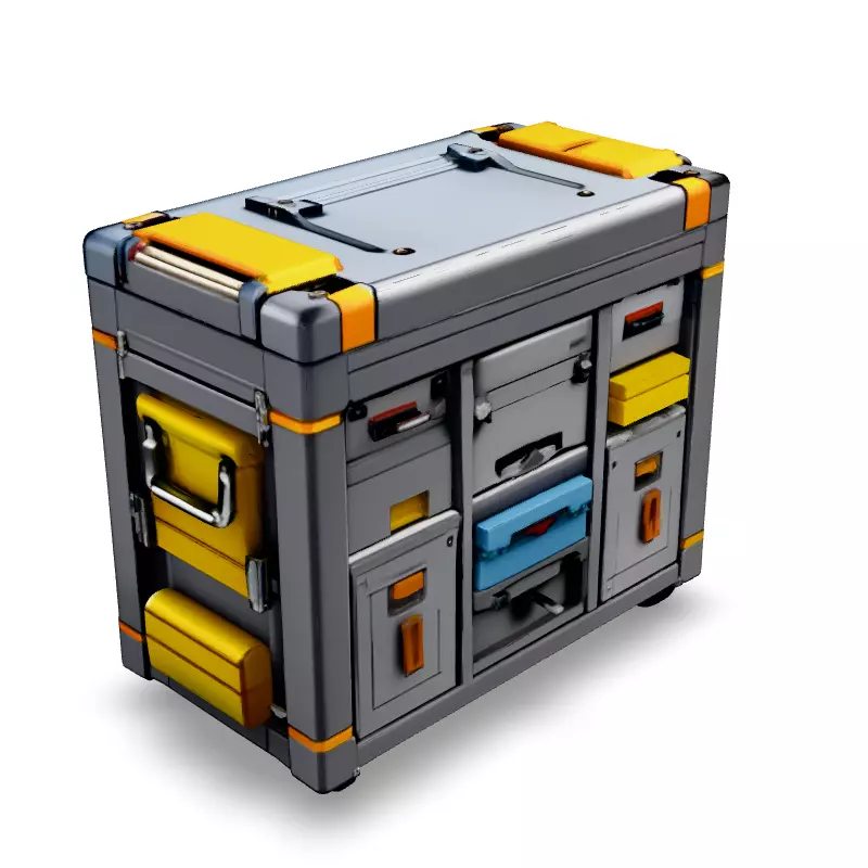 SciFi Rolling Storage Container Low-poly 3D model_2