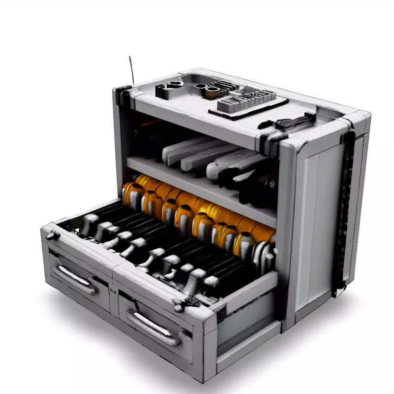 SciFi Storage Container with Drawers Low-poly 3D model_1