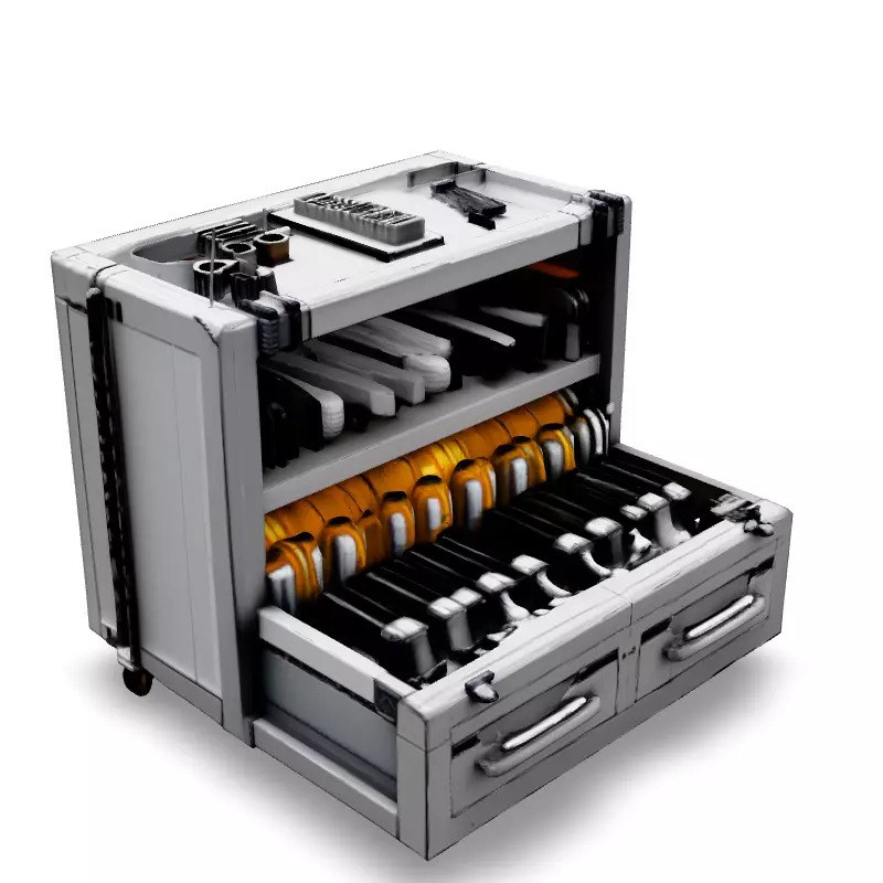 SciFi Storage Container with Drawers Low-poly 3D model_2