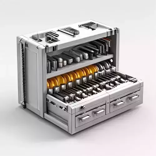 SciFi Storage Container with Drawers Low-poly 3D model SciFi Storage Container with Drawers Low-poly 3D model