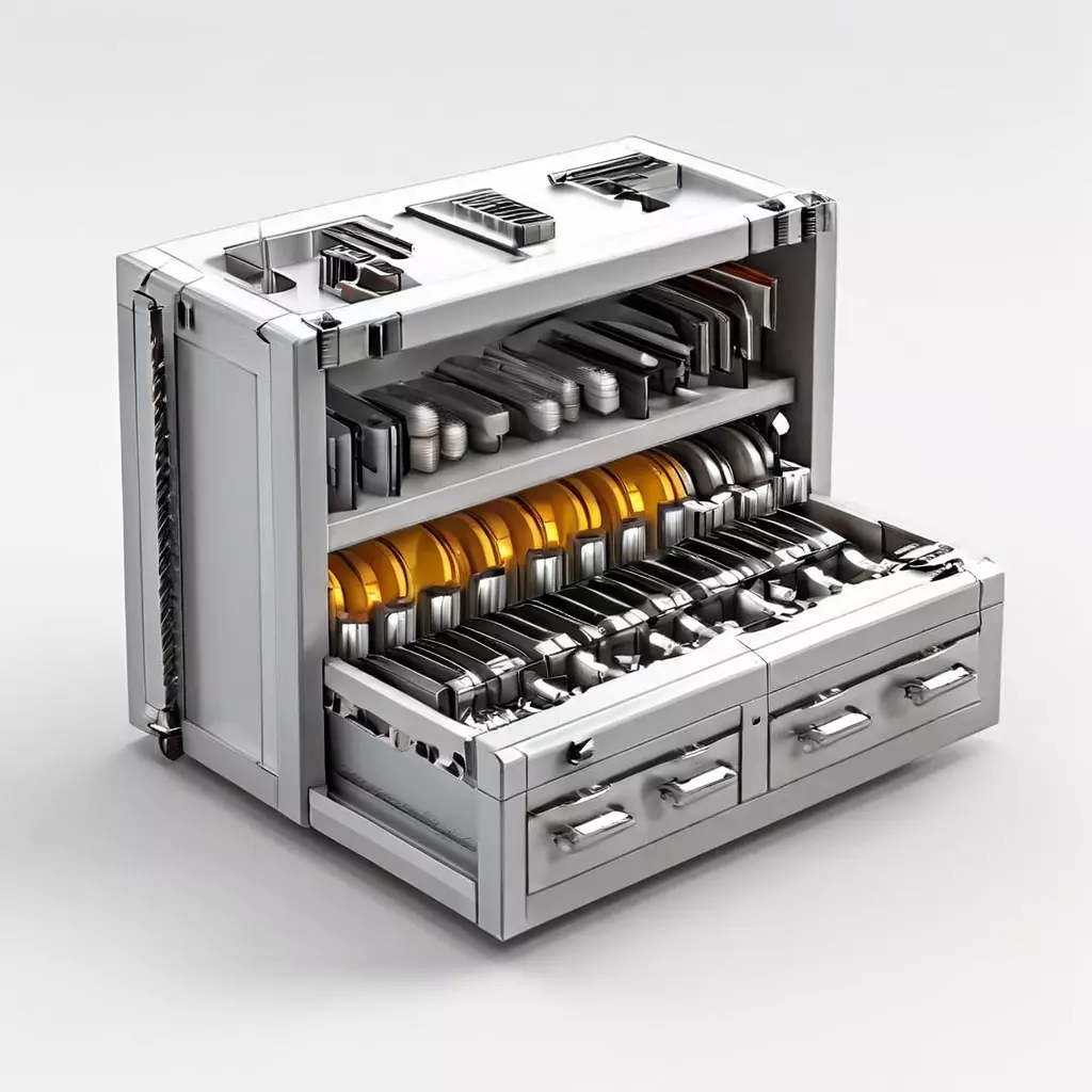 SciFi Storage Container with Drawers Low-poly 3D model_0