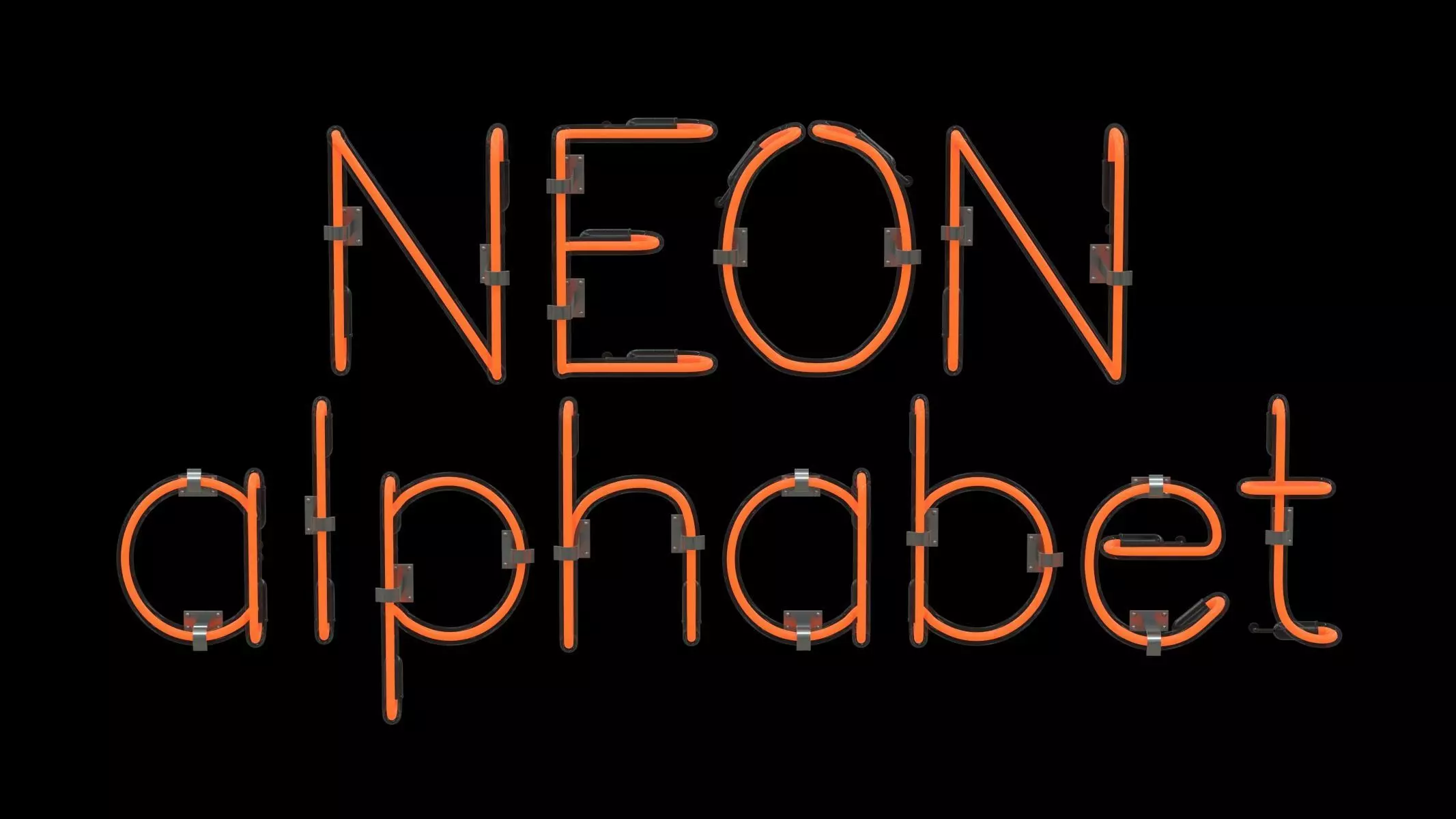 Neon Letters and Numbers Uppercase Lowercase 3D model_6