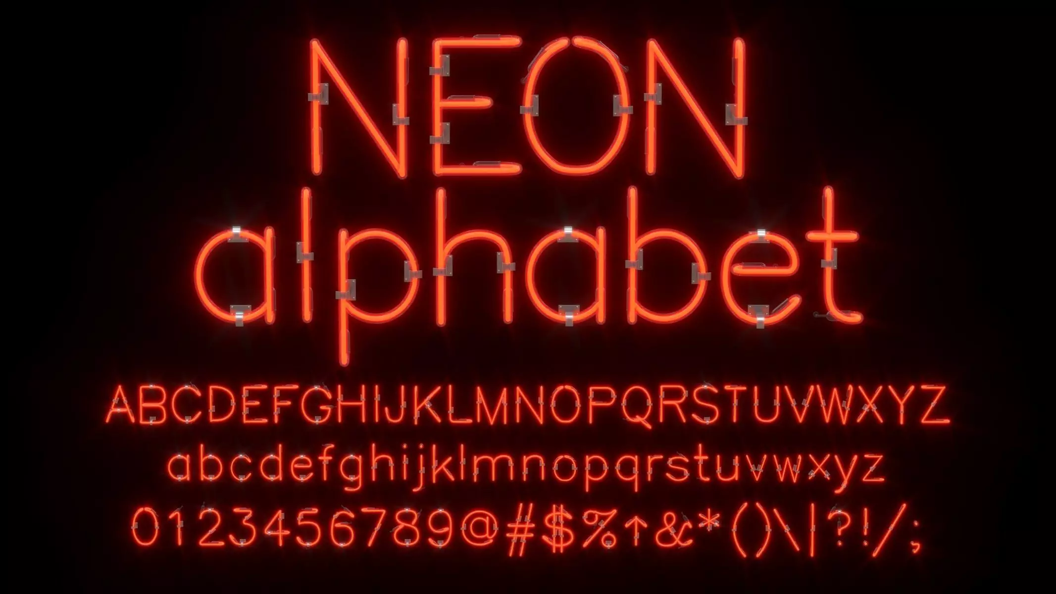 Neon Letters and Numbers Uppercase Lowercase 3D model_0