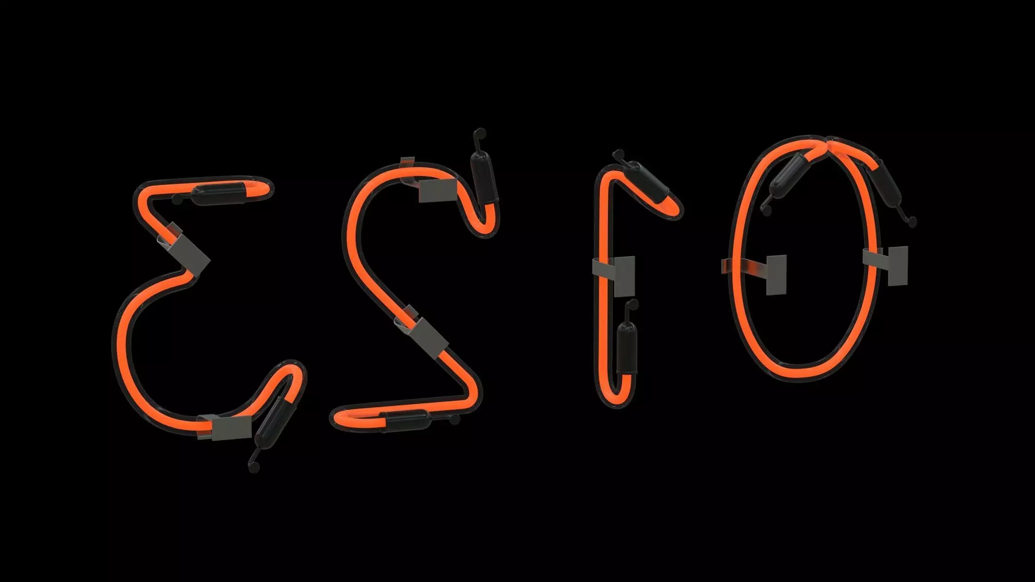 Neon Letters and Numbers Uppercase Lowercase 3D model_28