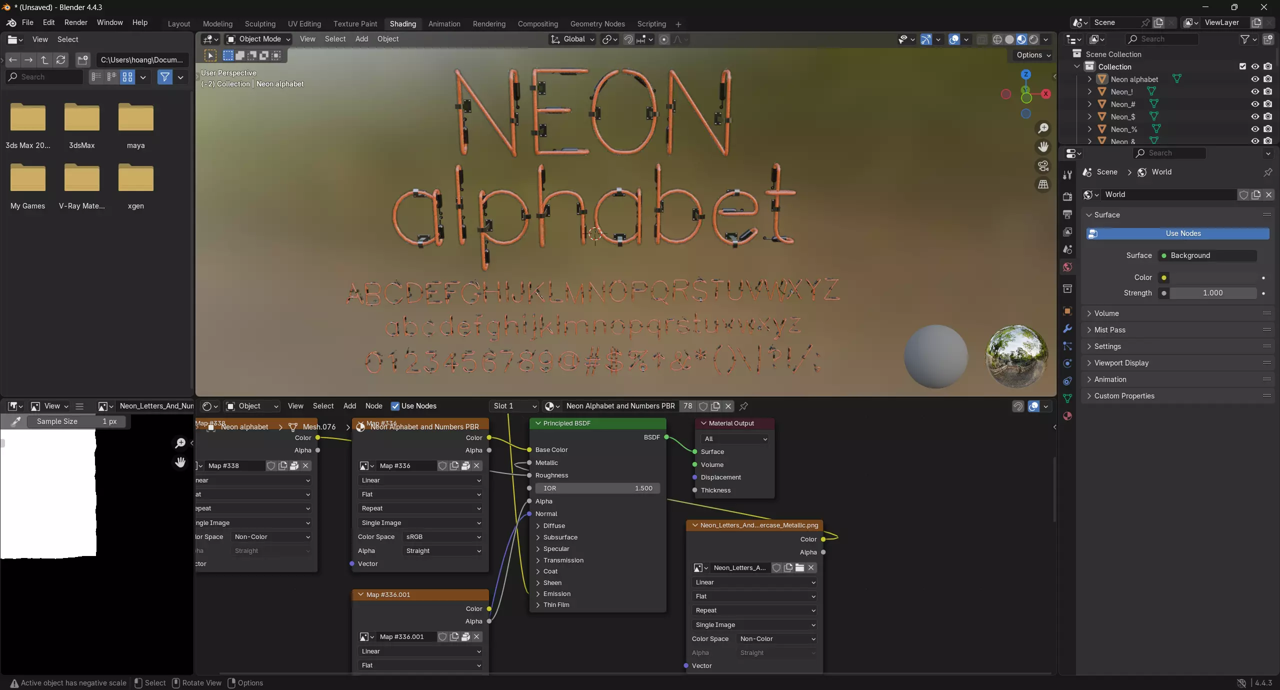 Neon Letters and Numbers Uppercase Lowercase 3D model_12