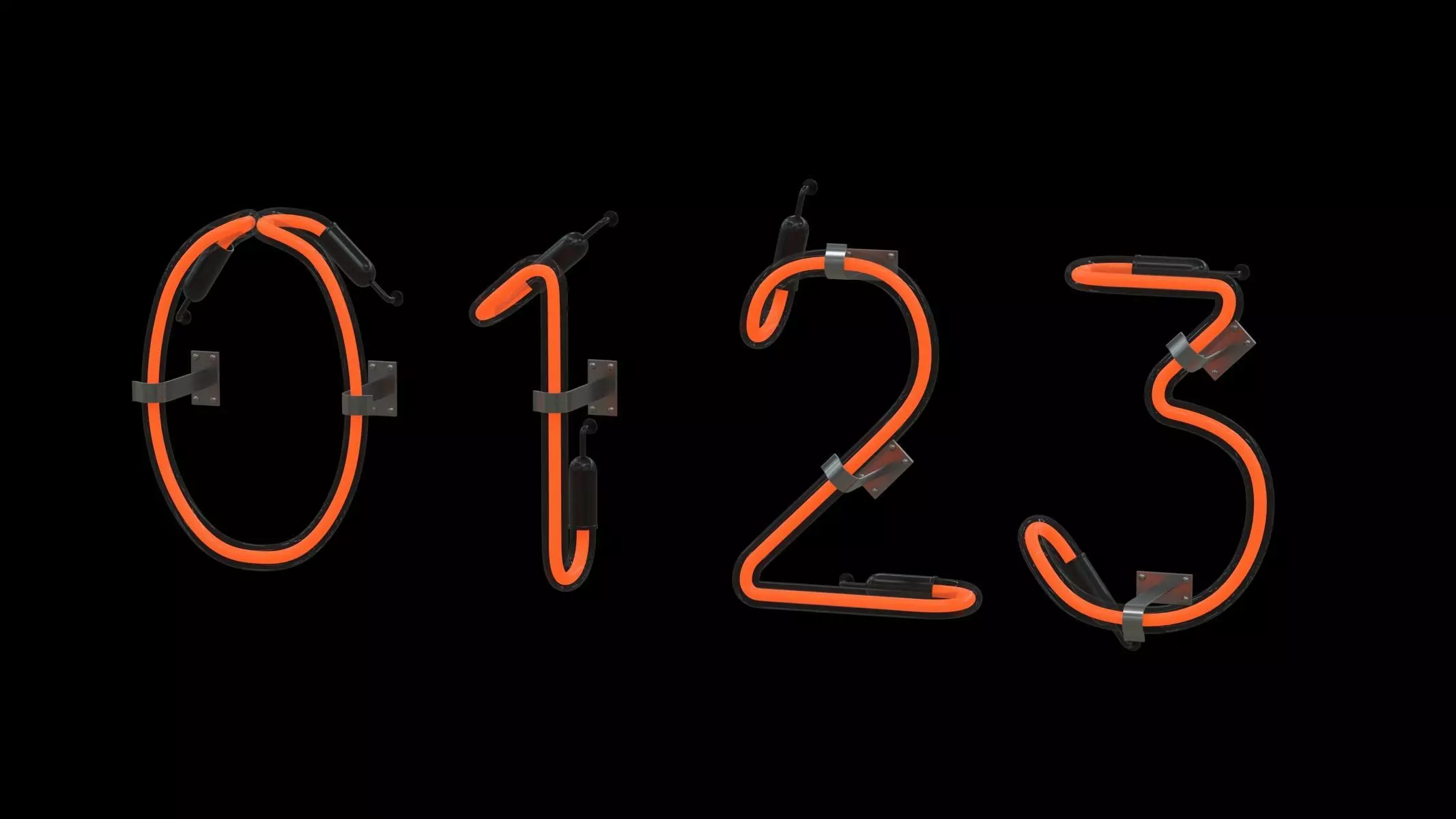 Neon Letters and Numbers Uppercase Lowercase 3D model_27