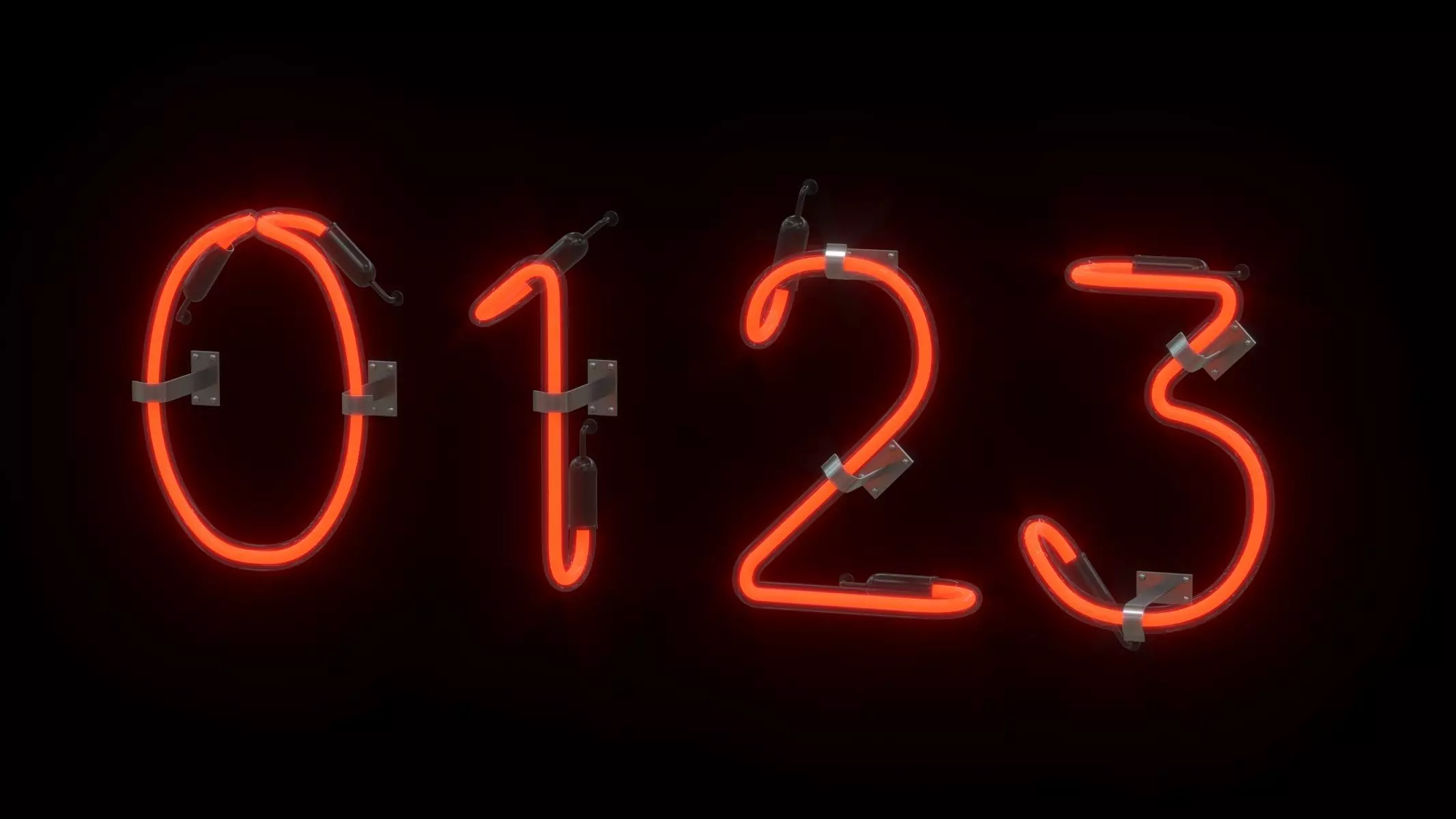 Neon Letters and Numbers Uppercase Lowercase 3D model_26