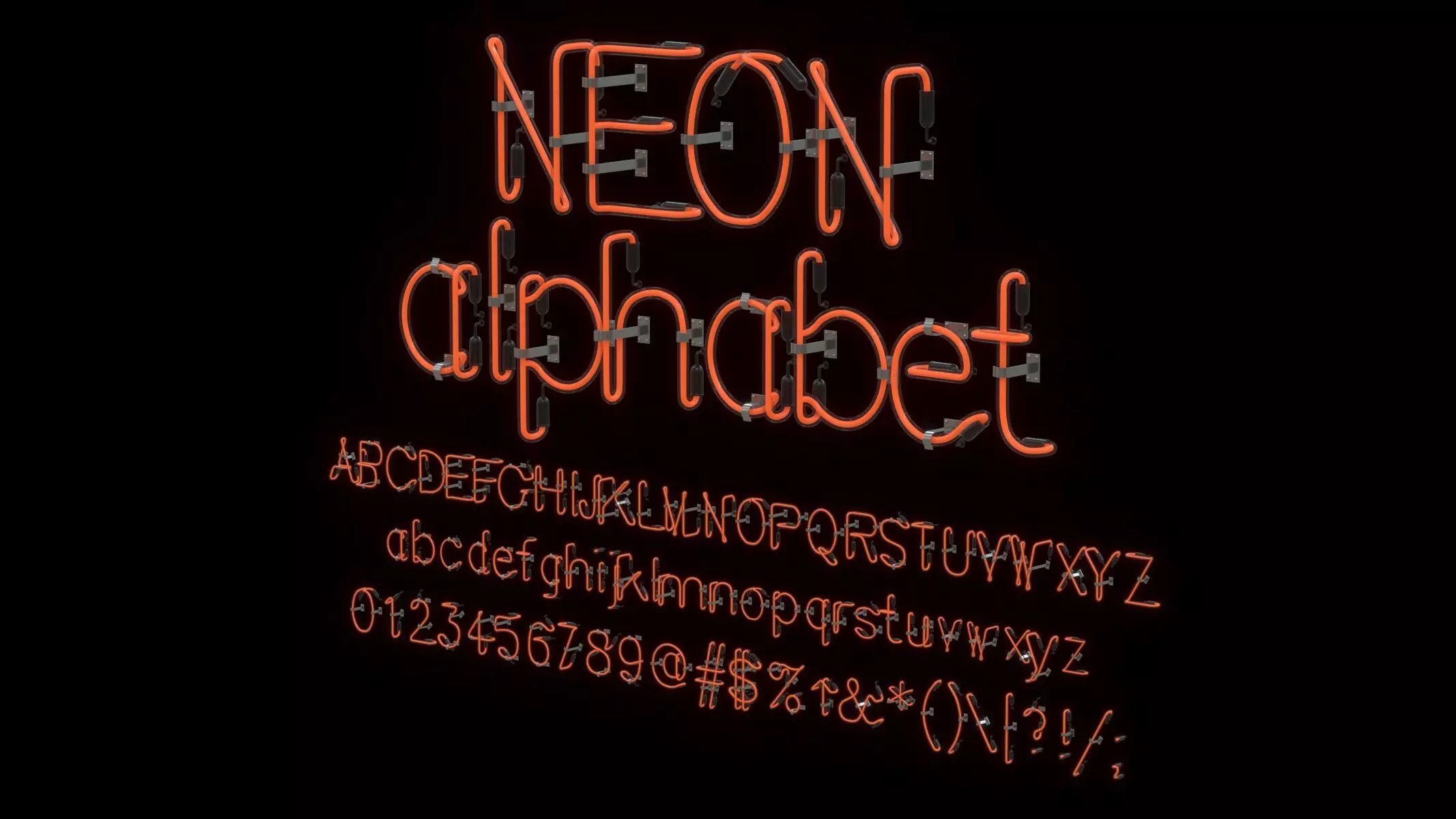 Neon Letters and Numbers Uppercase Lowercase 3D model_5