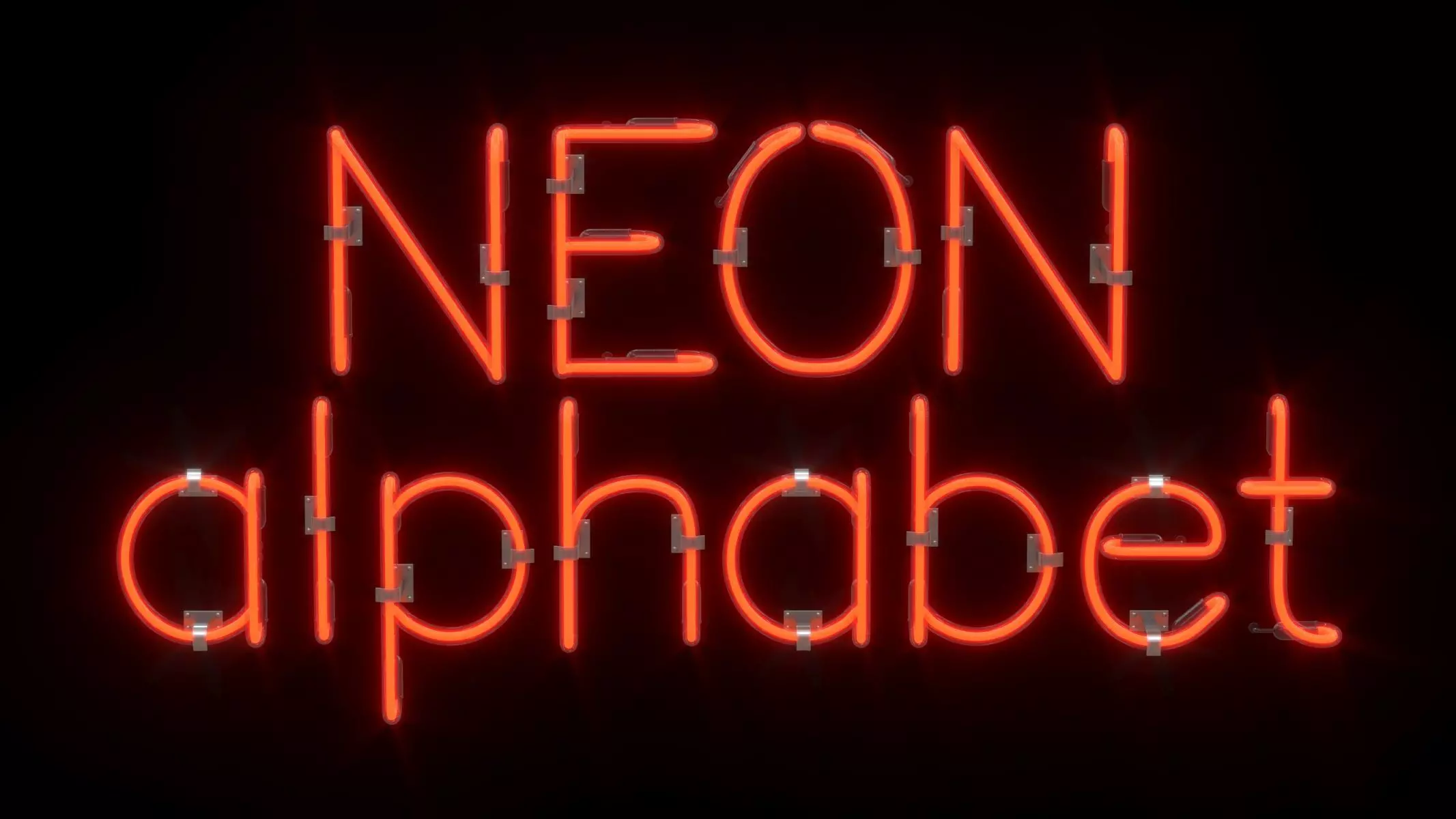 Neon Letters and Numbers Uppercase Lowercase 3D model_7