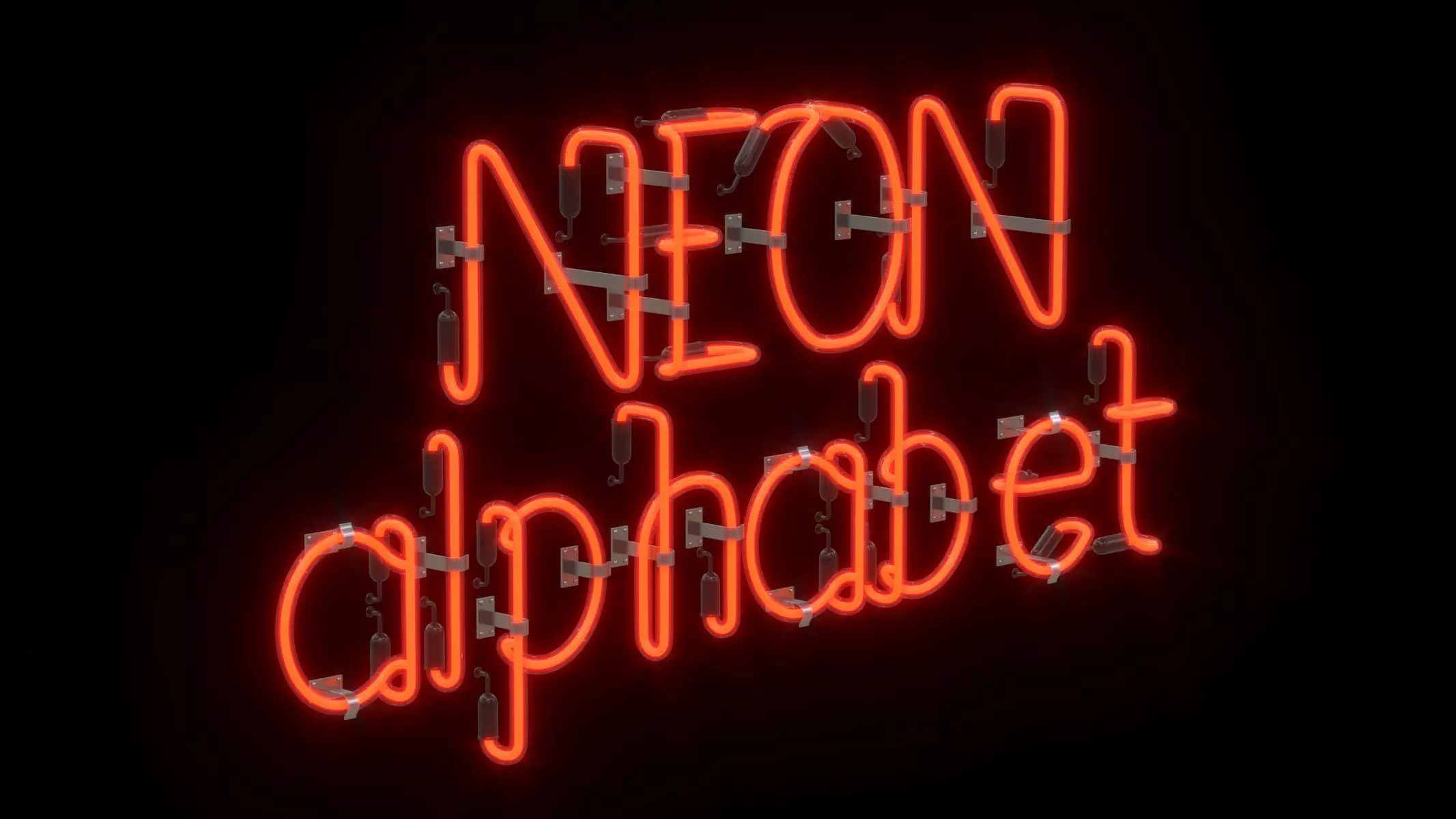 Neon Letters and Numbers Uppercase Lowercase 3D model_8
