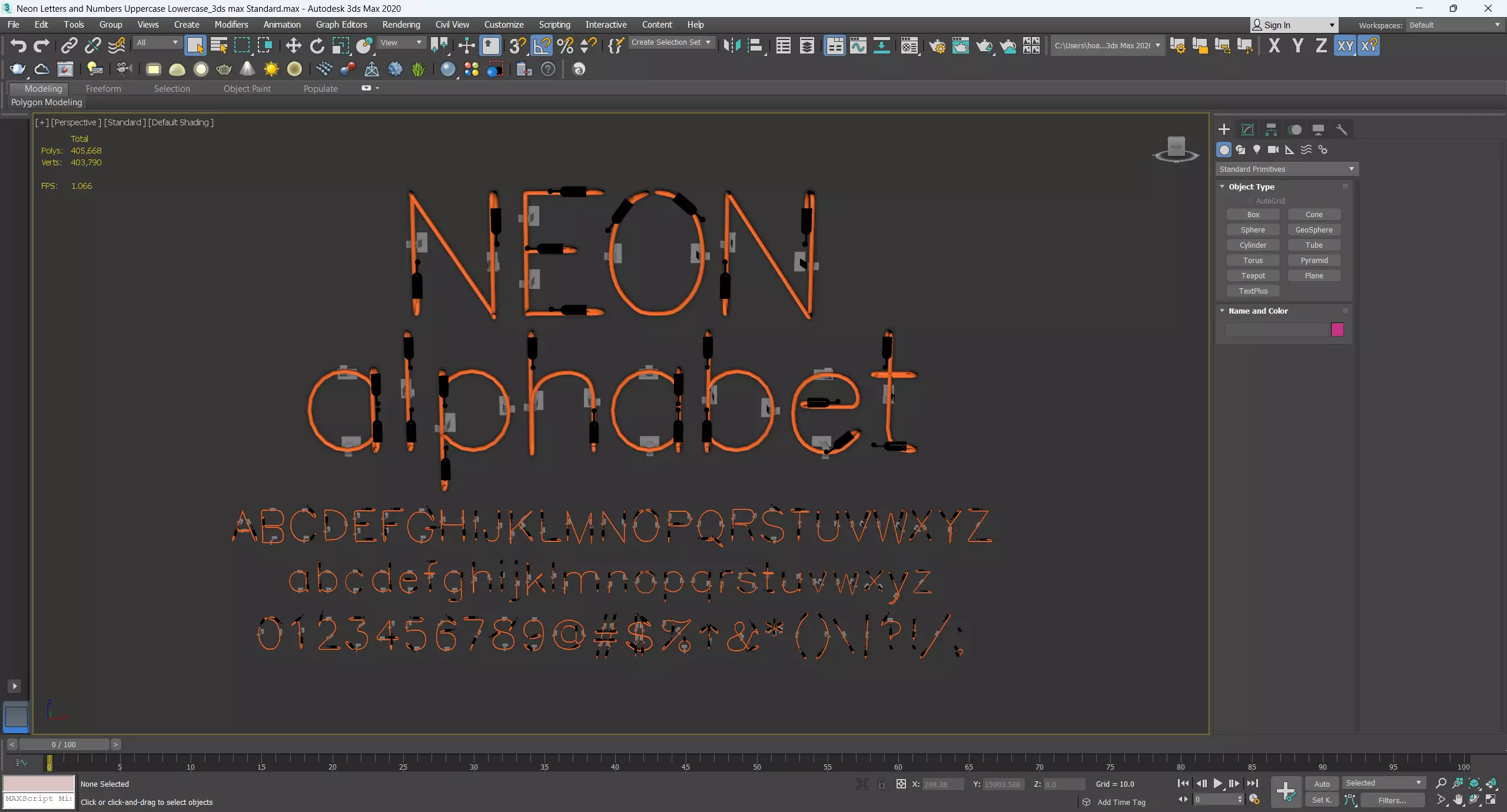 Neon Letters and Numbers Uppercase Lowercase 3D model_11