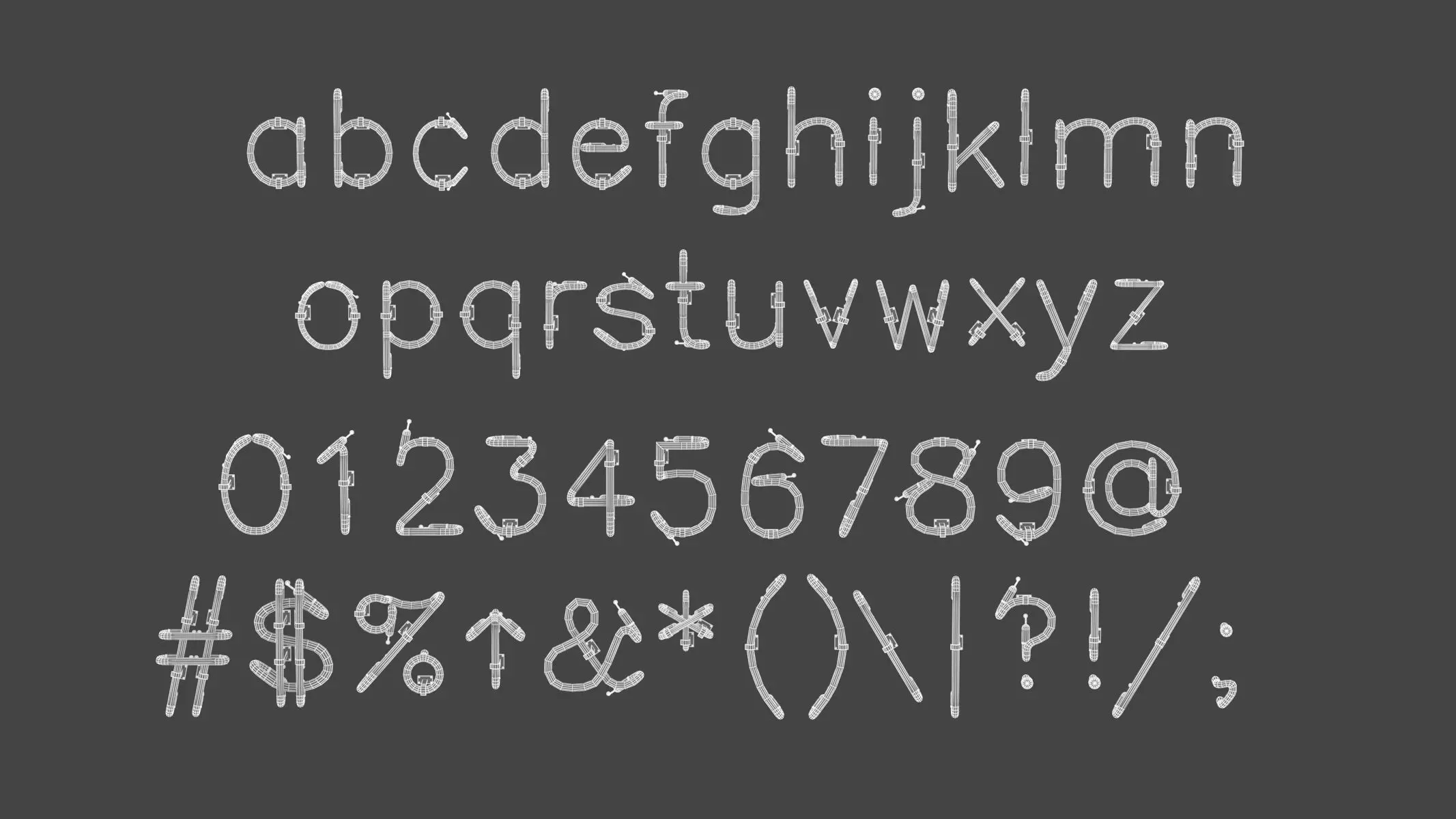 Neon Letters and Numbers Uppercase Lowercase 3D model_24