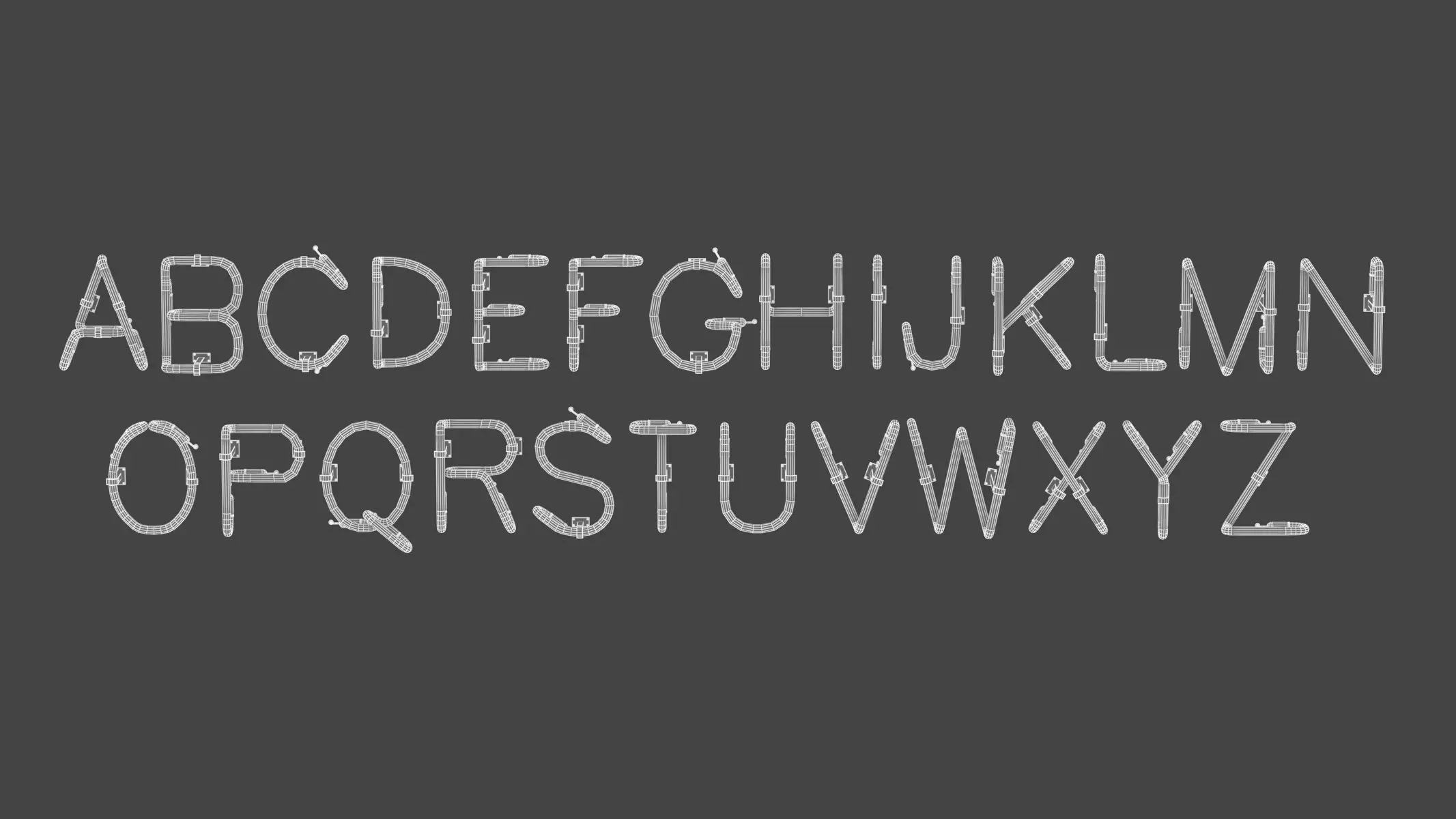 Neon Letters and Numbers Uppercase Lowercase 3D model_23