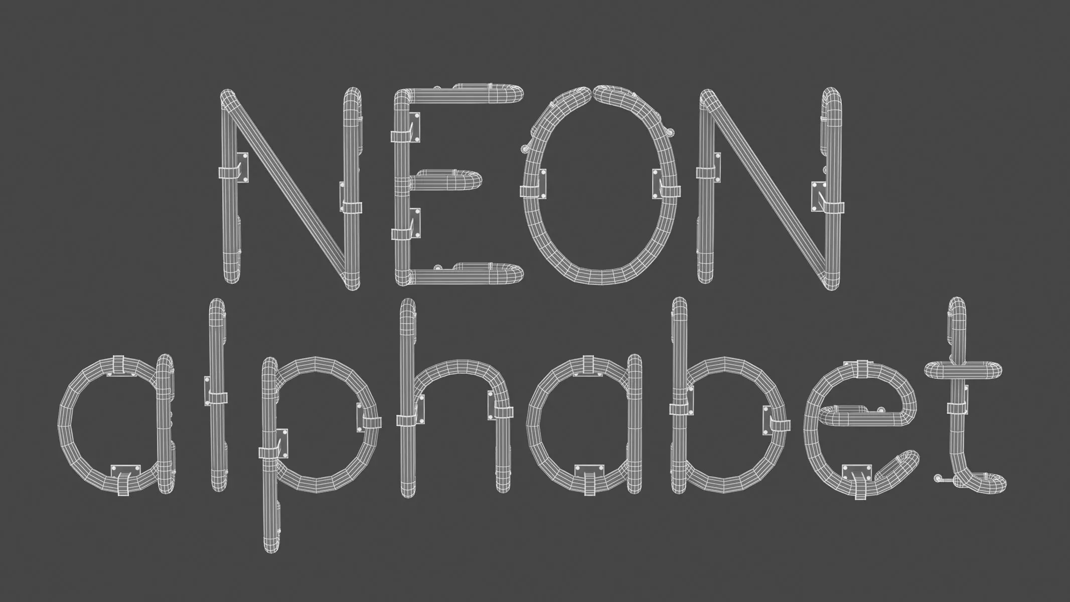 Neon Letters and Numbers Uppercase Lowercase 3D model_21
