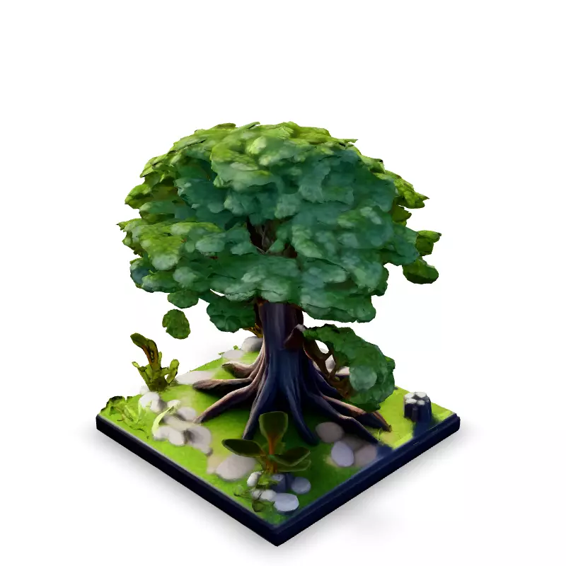 Stylized Low Poly Tree Diorama Low-poly 3D model_5