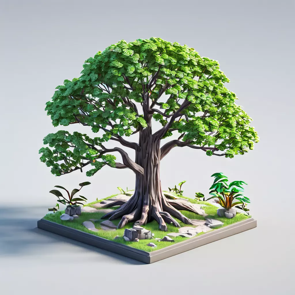 Stylized Low Poly Tree Diorama Low-poly 3D model_0