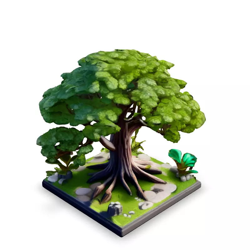 Stylized Low Poly Tree Diorama Low-poly 3D model_2