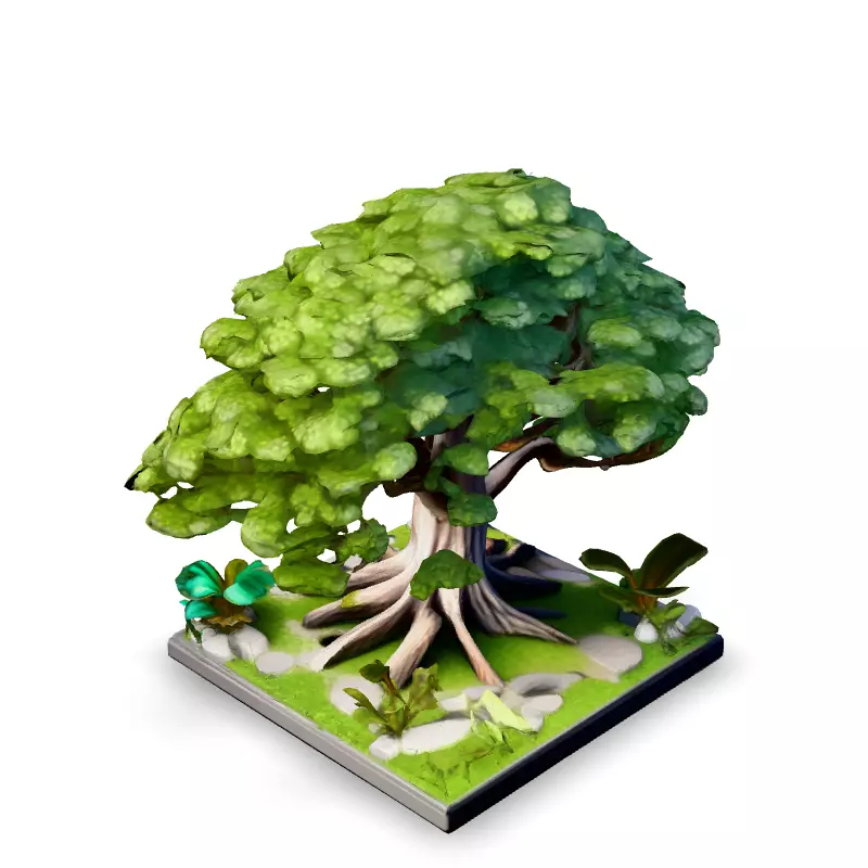 Stylized Low Poly Tree Diorama Low-poly 3D model_4