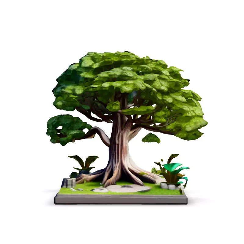 Stylized Low Poly Tree Diorama Low-poly 3D model_3