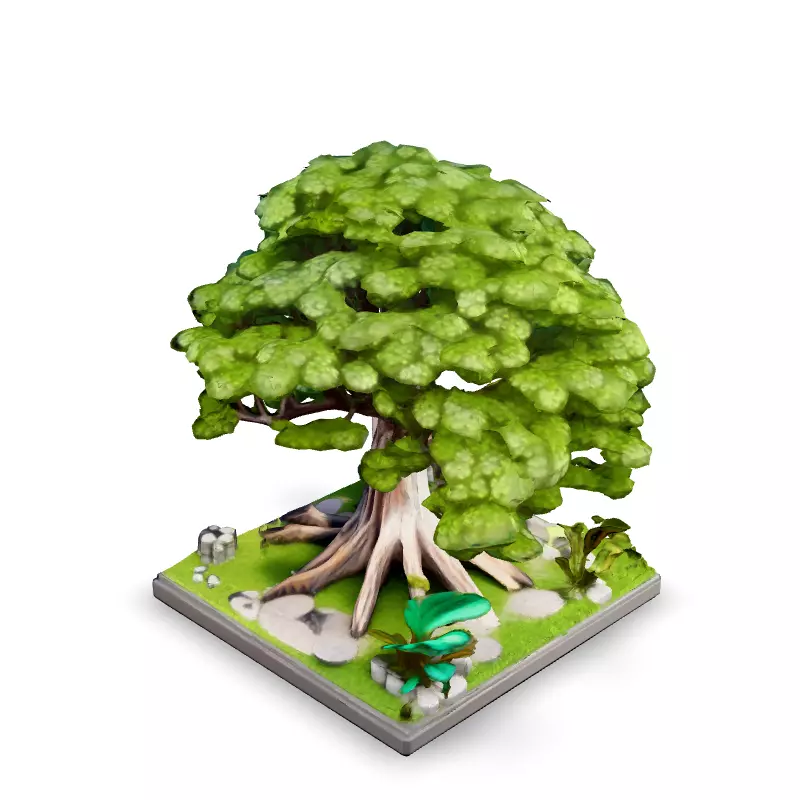 Stylized Low Poly Tree Diorama Low-poly 3D model_1