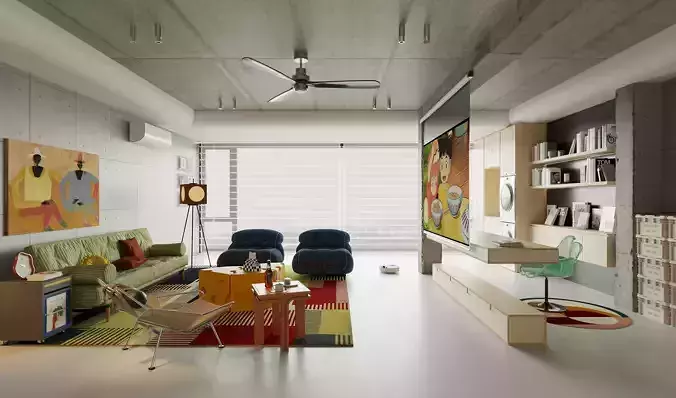 a living room Low-poly 3D model