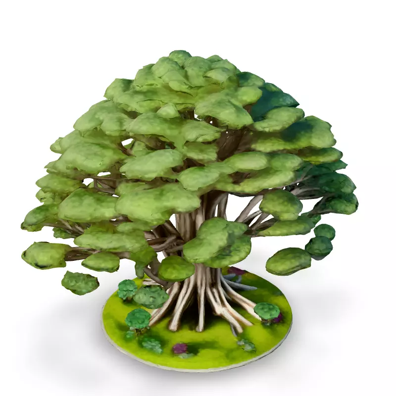 Stylized Metallic Bonsai Tree 3D Model Low-poly 3D model_4