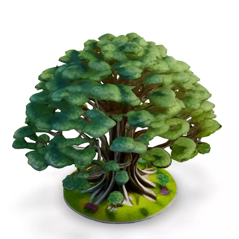 Stylized Metallic Bonsai Tree 3D Model Low-poly 3D model_2