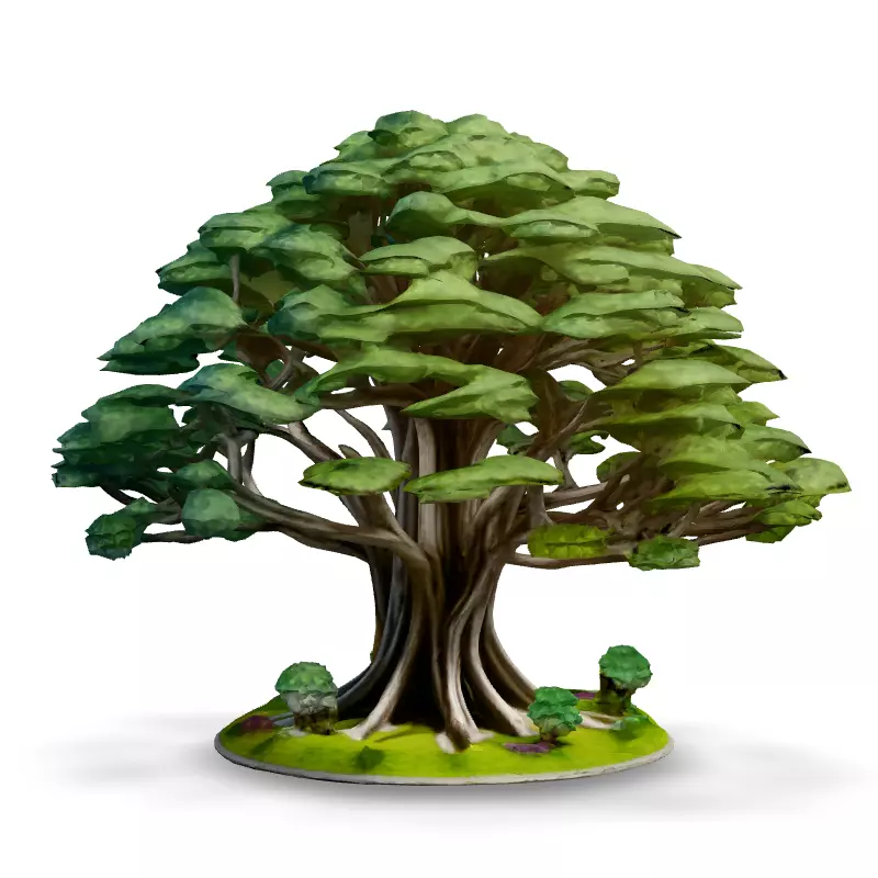 Stylized Metallic Bonsai Tree 3D Model Low-poly 3D model_3
