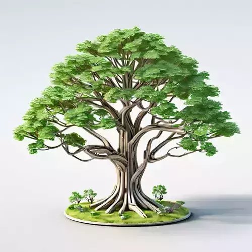 Stylized Metallic Bonsai Tree 3D Model