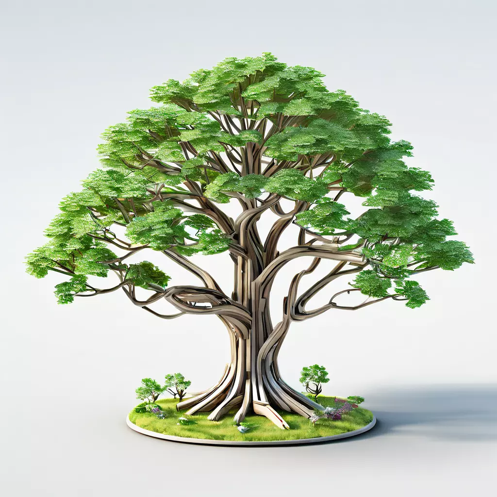 Stylized Metallic Bonsai Tree 3D Model Low-poly 3D model_0