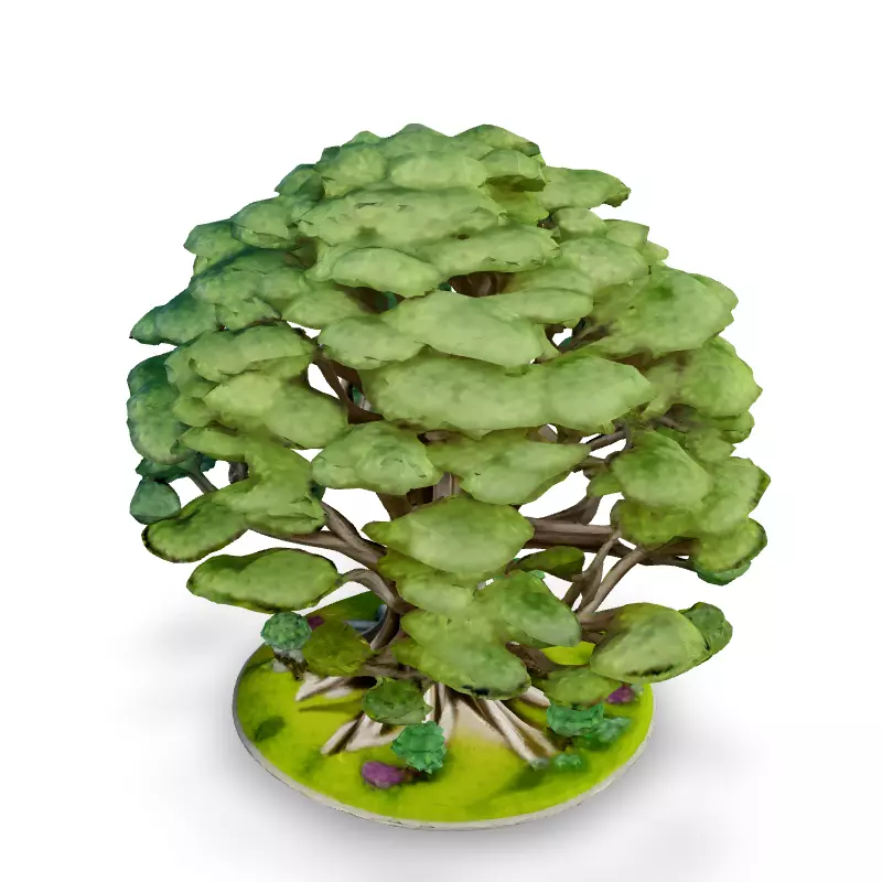 Stylized Metallic Bonsai Tree 3D Model Low-poly 3D model_1