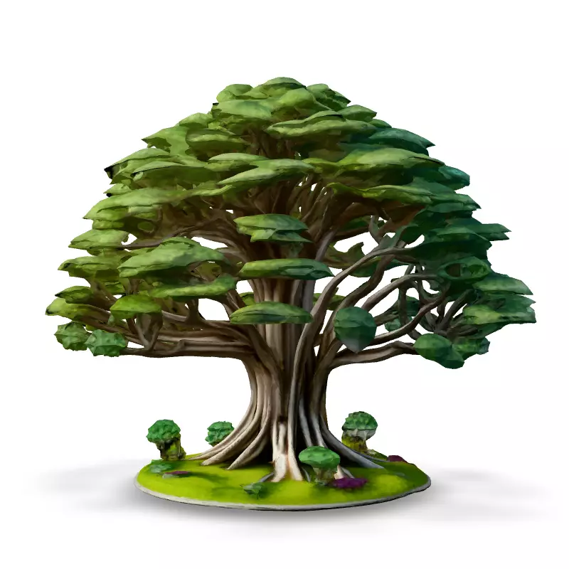 Stylized Metallic Bonsai Tree 3D Model Low-poly 3D model_6