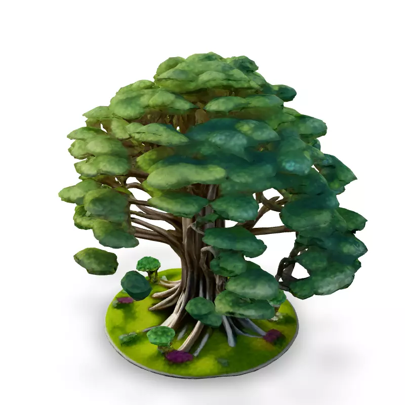 Stylized Metallic Bonsai Tree 3D Model Low-poly 3D model_5