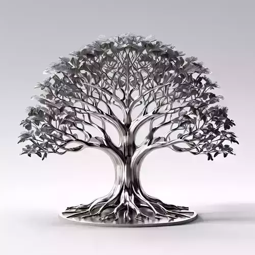 Stylized Metallic Tree Sculpture