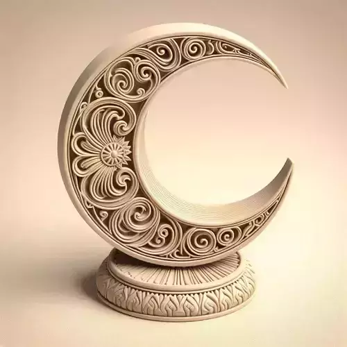 3D Printed Carved Half Moon Sculpture