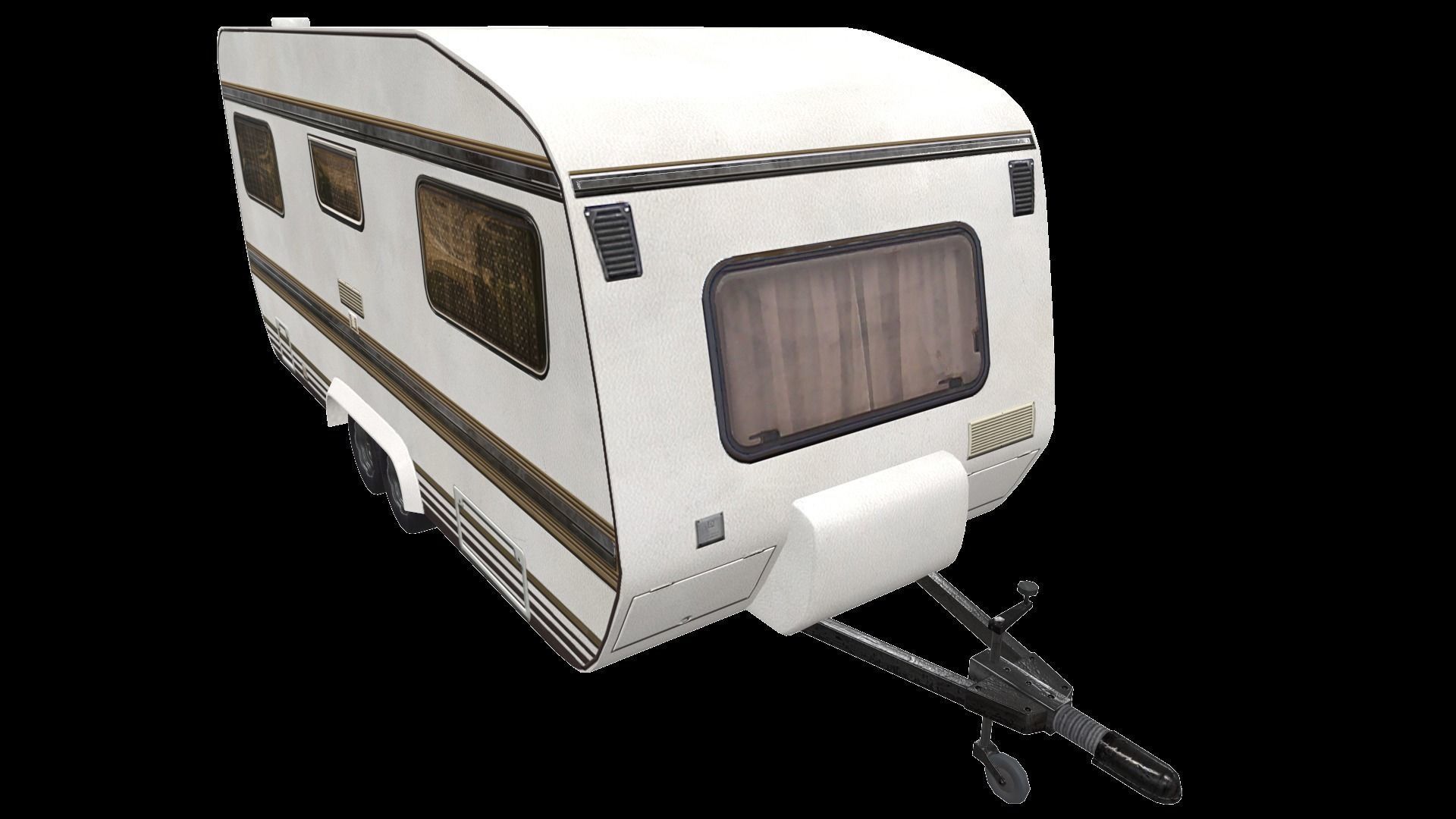 PBR Caravan Lowpoly camper trailer Low-poly 3D model_12
