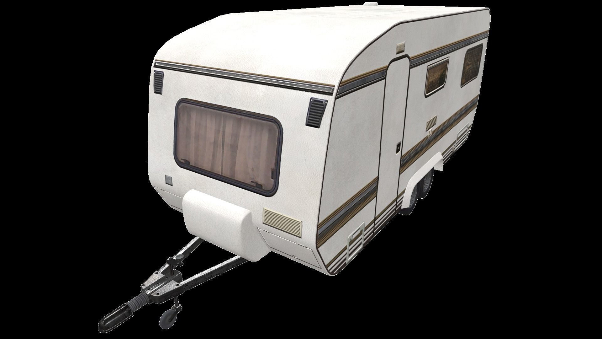 PBR Caravan Lowpoly camper trailer Low-poly 3D model_10