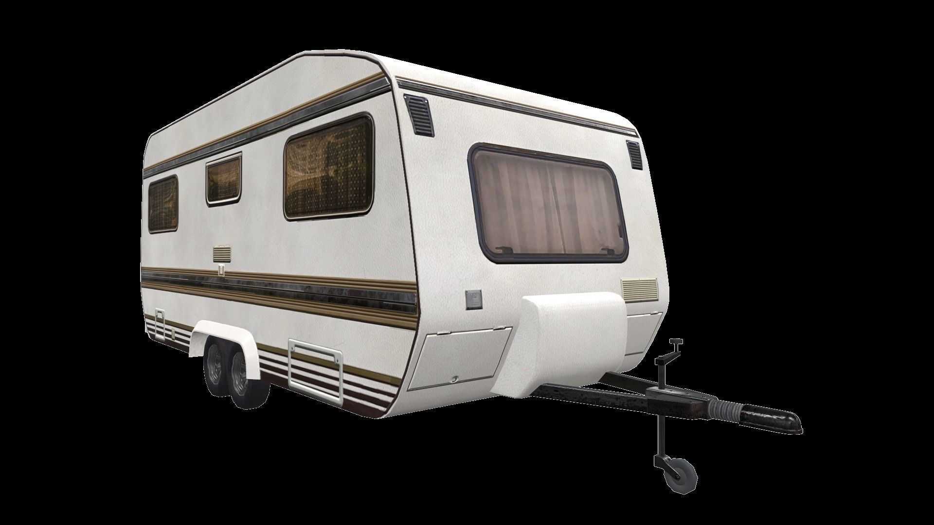 PBR Caravan Lowpoly camper trailer Low-poly 3D model_7