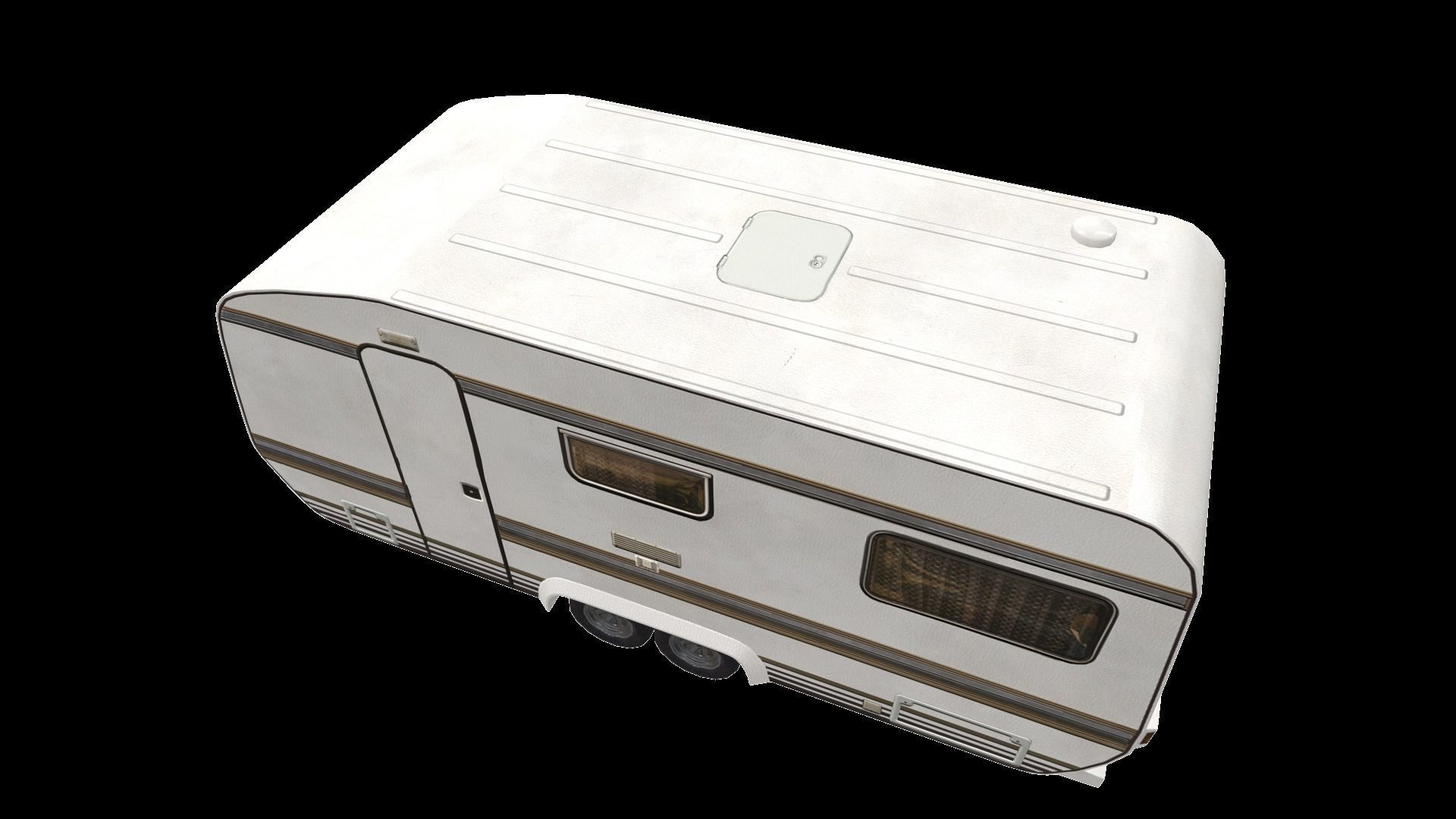PBR Caravan Lowpoly camper trailer Low-poly 3D model_9