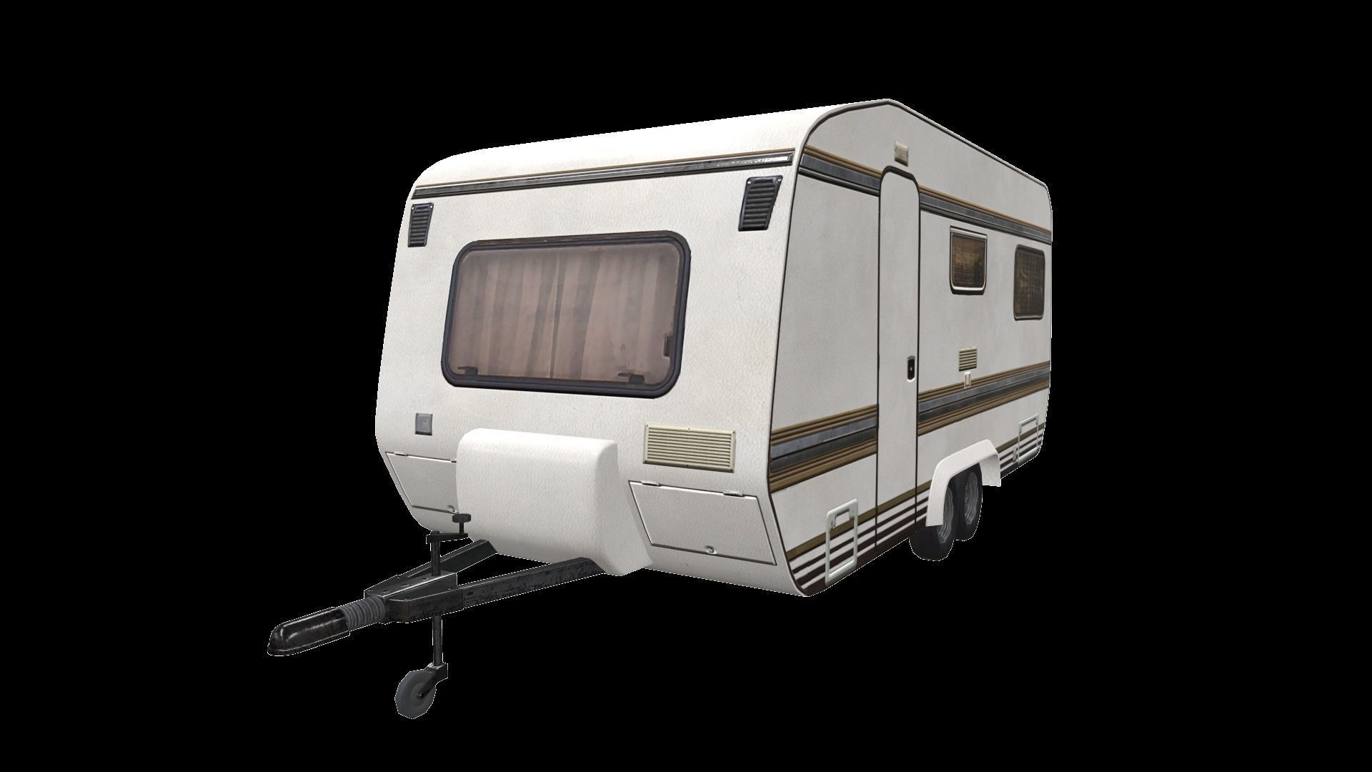 PBR Caravan Lowpoly camper trailer Low-poly 3D model_4