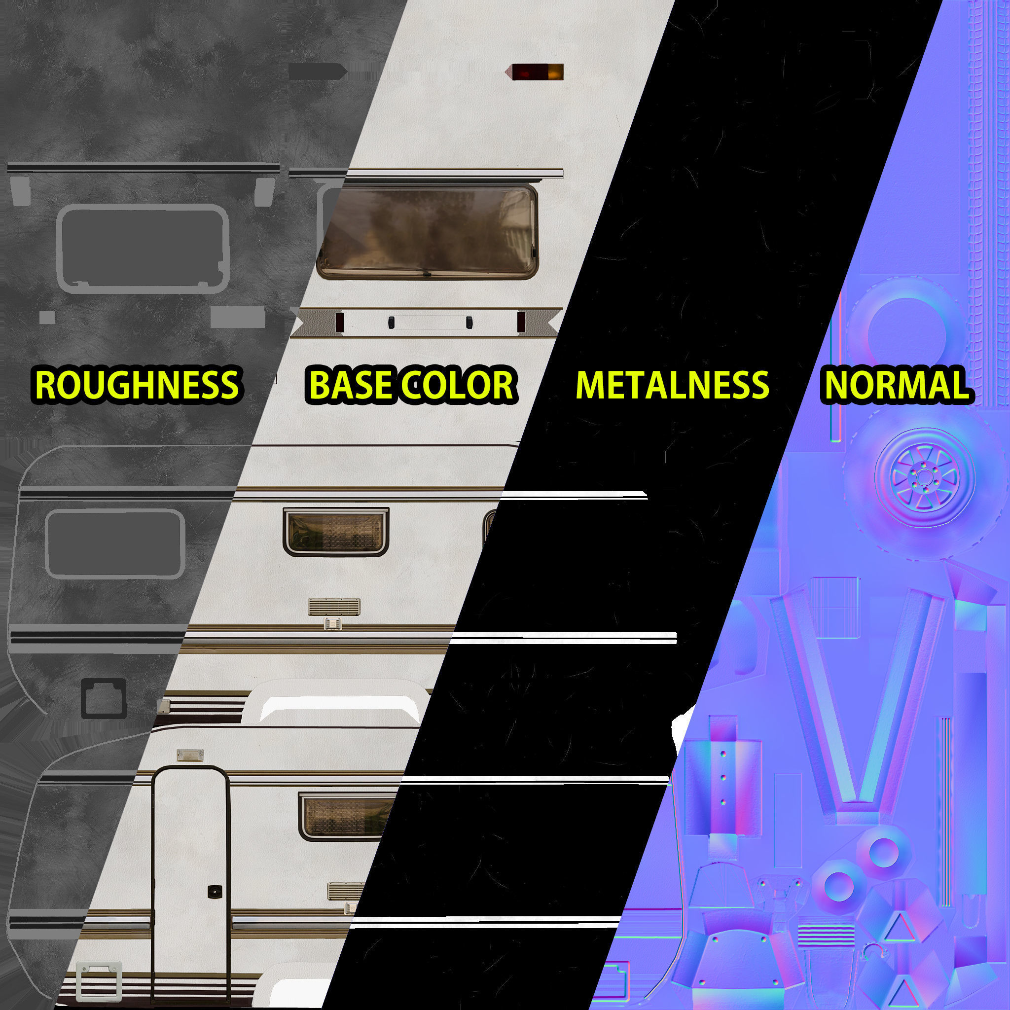 PBR Caravan Lowpoly camper trailer Low-poly 3D model_1