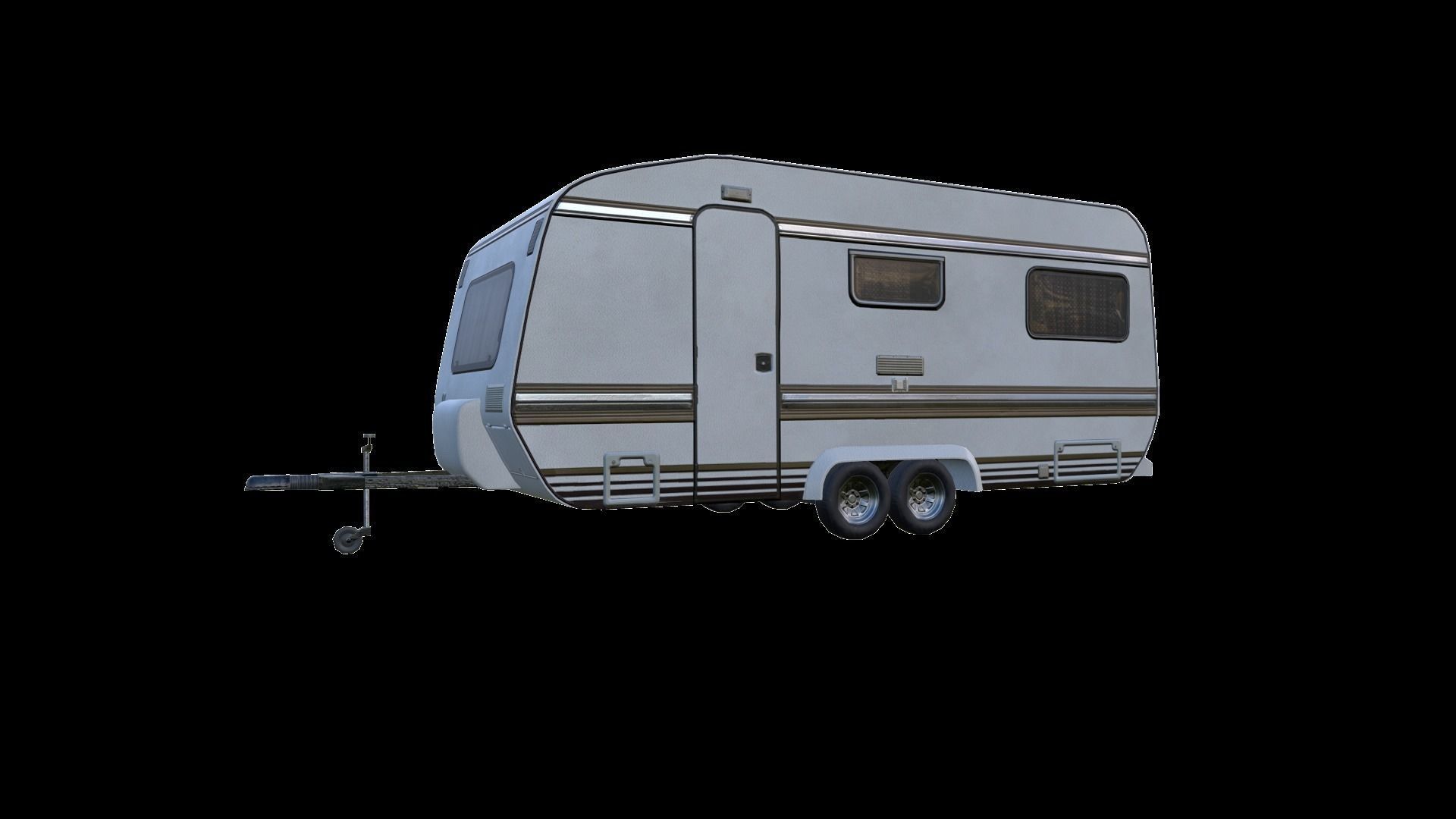 PBR Caravan Lowpoly camper trailer Low-poly 3D model_3