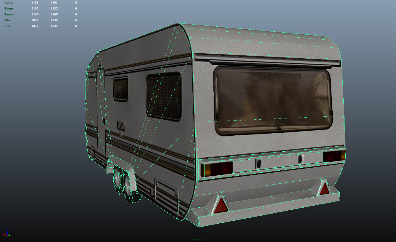 PBR Caravan Lowpoly camper trailer Low-poly 3D model_20